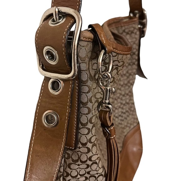 COACH SIGNATURE CROSSBODY BAG PURSE F10416 BROWN LEATHER - Picture 9 of 16